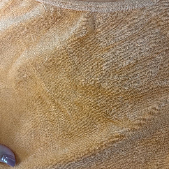 ALO Yoga Terry Beachside Short Sleeve Orange Square Neck Crop Top Womens M - Picture 5 of 9